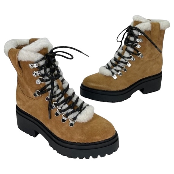 Marc Fisher Nalina Tan Leather Fur Tim Womens Ankle Boots Size 6.5M - Picture 7 of 10